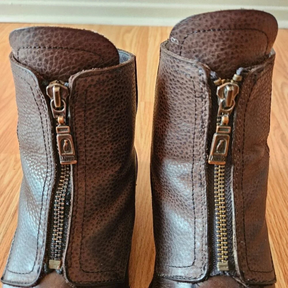 Anfibio Leather Boho Fall Winter Women's Ankle Boots Brown Sz 37. - Picture 12 of 15